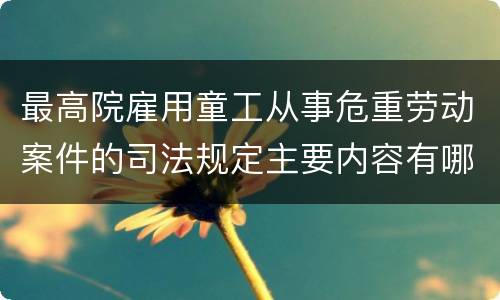 最高院雇用童工从事危重劳动案件的司法规定主要内容有哪些
