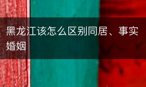 黑龙江该怎么区别同居、事实婚姻