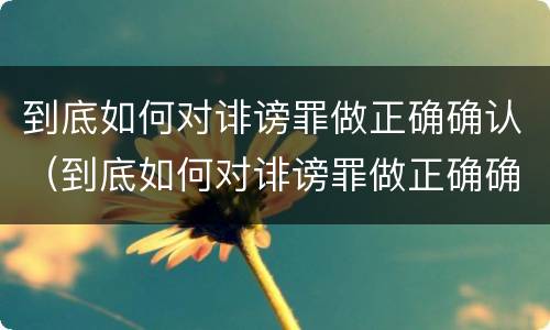 到底如何对诽谤罪做正确确认（到底如何对诽谤罪做正确确认的事情）