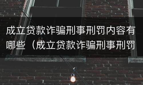 成立贷款诈骗刑事刑罚内容有哪些（成立贷款诈骗刑事刑罚内容有哪些要求）