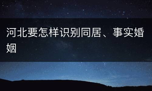 河北要怎样识别同居、事实婚姻