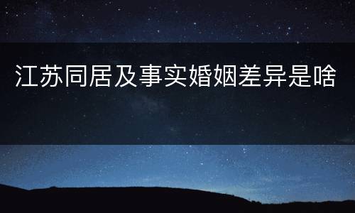 江苏同居及事实婚姻差异是啥