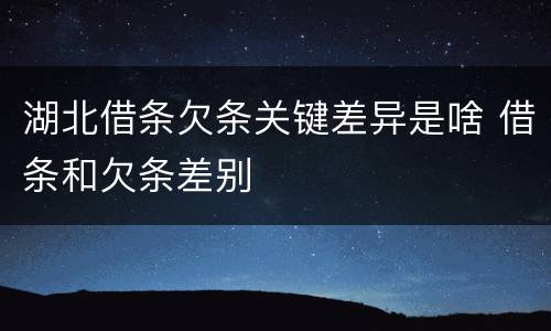 湖北借条欠条关键差异是啥 借条和欠条差别