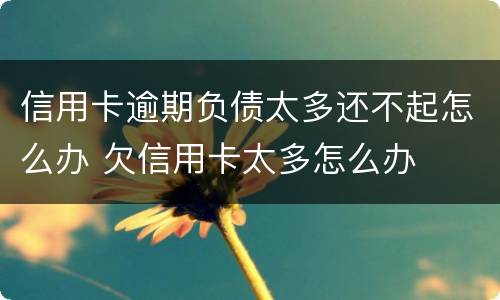信用卡逾期负债太多还不起怎么办 欠信用卡太多怎么办