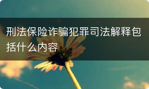 刑法保险诈骗犯罪司法解释包括什么内容