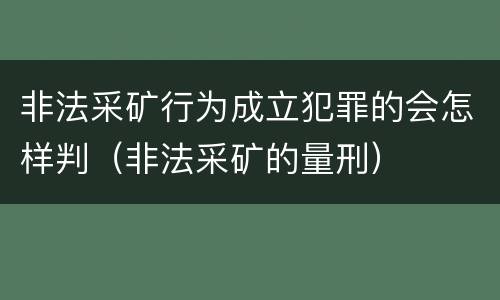 非法采矿行为成立犯罪的会怎样判（非法采矿的量刑）
