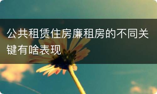 公共租赁住房廉租房的不同关键有啥表现
