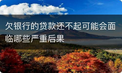 欠银行的贷款还不起可能会面临哪些严重后果