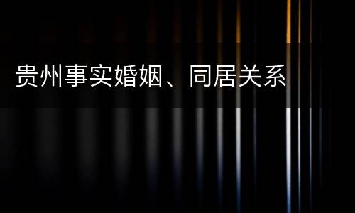 贵州事实婚姻、同居关系