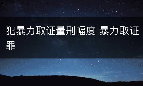 犯暴力取证量刑幅度 暴力取证罪