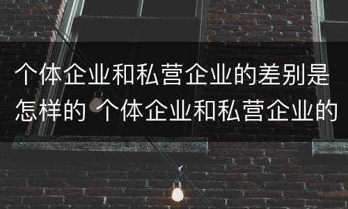 个体企业和私营企业的差别是怎样的 个体企业和私营企业的区别
