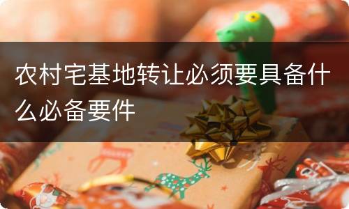 农村宅基地转让必须要具备什么必备要件