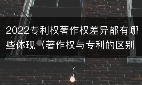 2022专利权著作权差异都有哪些体现（著作权与专利的区别）