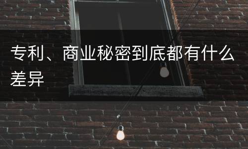 专利、商业秘密到底都有什么差异