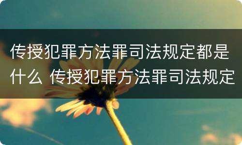 传授犯罪方法罪司法规定都是什么 传授犯罪方法罪司法规定都是什么罪名