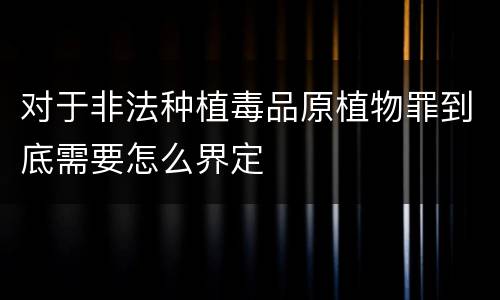 对于非法种植毒品原植物罪到底需要怎么界定