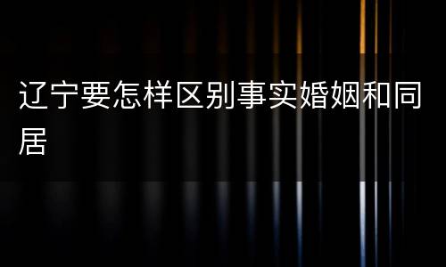 辽宁要怎样区别事实婚姻和同居