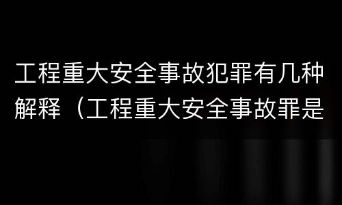 工程重大安全事故犯罪有几种解释（工程重大安全事故罪是指那些?）