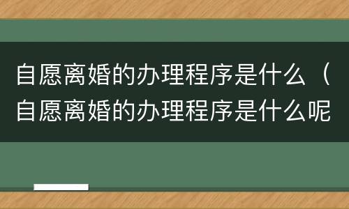自愿离婚的办理程序是什么（自愿离婚的办理程序是什么呢）