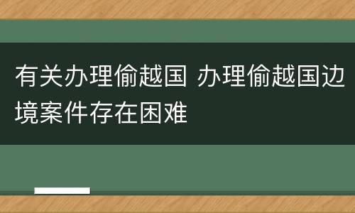 有关办理偷越国 办理偷越国边境案件存在困难