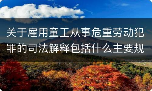 关于雇用童工从事危重劳动犯罪的司法解释包括什么主要规定