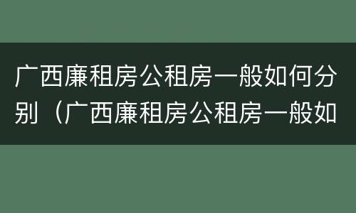 广西廉租房公租房一般如何分别（广西廉租房公租房一般如何分别摇号）