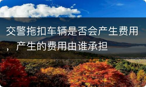 交警拖扣车辆是否会产生费用，产生的费用由谁承担