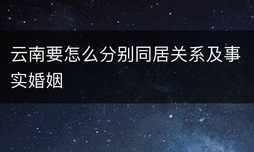 云南要怎么分别同居关系及事实婚姻