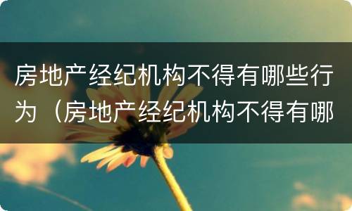 房地产经纪机构不得有哪些行为（房地产经纪机构不得有哪些行为和行为）