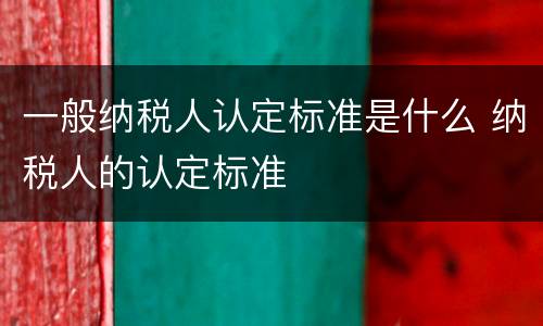 一般纳税人认定标准是什么 纳税人的认定标准
