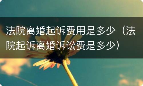 法院离婚起诉费用是多少（法院起诉离婚诉讼费是多少）