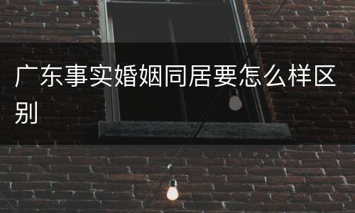 广东事实婚姻同居要怎么样区别