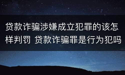 贷款诈骗涉嫌成立犯罪的该怎样判罚 贷款诈骗罪是行为犯吗