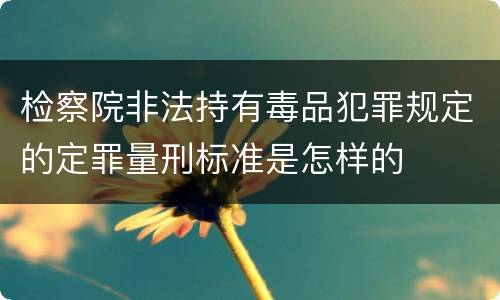 检察院非法持有毒品犯罪规定的定罪量刑标准是怎样的