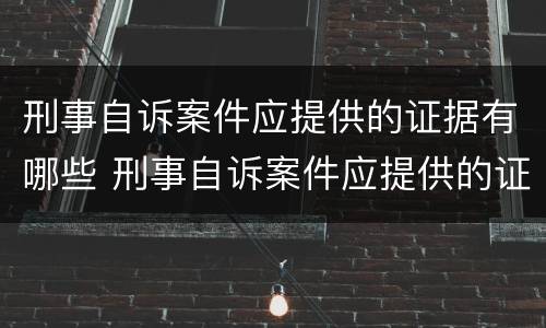 刑事自诉案件应提供的证据有哪些 刑事自诉案件应提供的证据有哪些要求