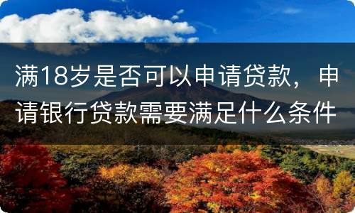 满18岁是否可以申请贷款，申请银行贷款需要满足什么条件