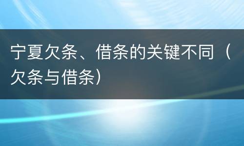宁夏欠条、借条的关键不同（欠条与借条）