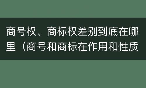 商号权、商标权差别到底在哪里（商号和商标在作用和性质上有较大区别）