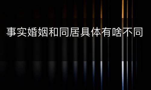 事实婚姻和同居具体有啥不同