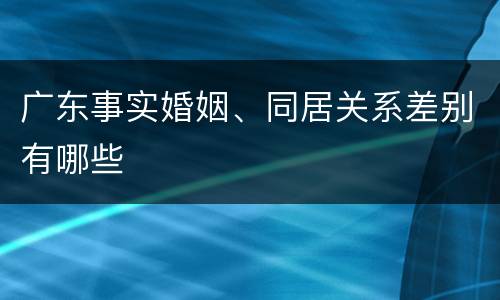广东事实婚姻、同居关系差别有哪些