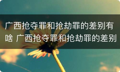 广西抢夺罪和抢劫罪的差别有啥 广西抢夺罪和抢劫罪的差别有啥区别