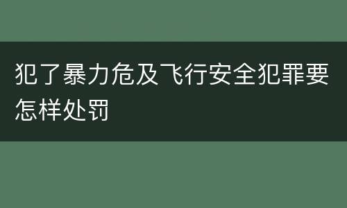 犯了暴力危及飞行安全犯罪要怎样处罚