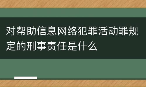 对帮助信息网络犯罪活动罪规定的刑事责任是什么