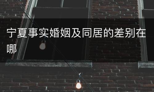 宁夏事实婚姻及同居的差别在哪