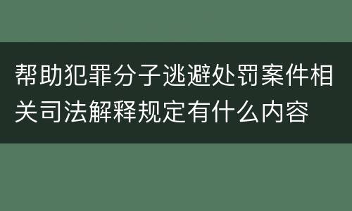 帮助犯罪分子逃避处罚案件相关司法解释规定有什么内容