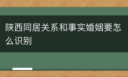 陕西同居关系和事实婚姻要怎么识别