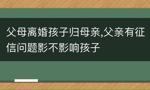 父母离婚孩子归母亲,父亲有征信问题影不影响孩子