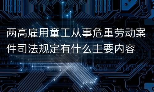 两高雇用童工从事危重劳动案件司法规定有什么主要内容