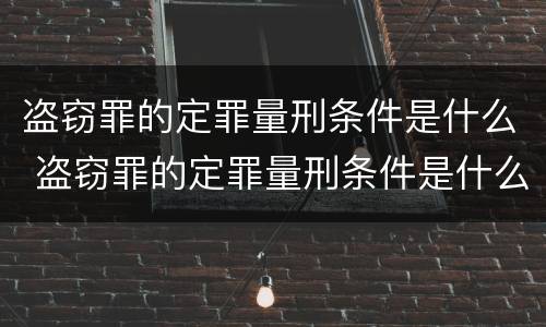 盗窃罪的定罪量刑条件是什么 盗窃罪的定罪量刑条件是什么标准