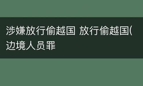 涉嫌放行偷越国 放行偷越国(边境人员罪